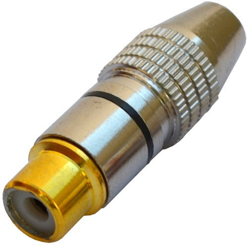 Гніздо RCA , silver-gold, діам.- 6,5 мм, корпус метал, чорний Полтава - фото 1