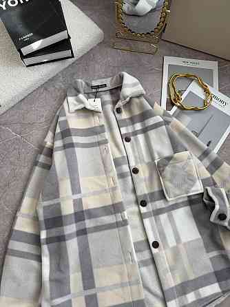 Женская теплая рубашка оверсайз в клетку на пуговицах турецкий флис Одесса