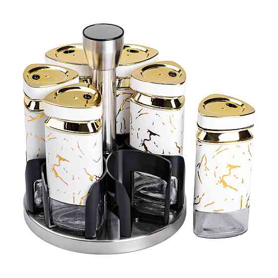 Набір баночок для спецій 6 шт 120 мл карусель для зберігання спецій HP-1332 Київ