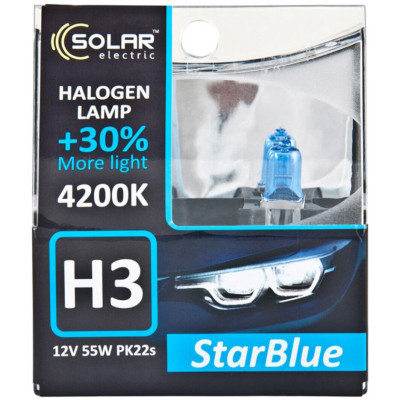 Автолампа SOLAR H3 12V 55W PK22s StarBlue 4200K (1243S2) Вінниця - фото 2
