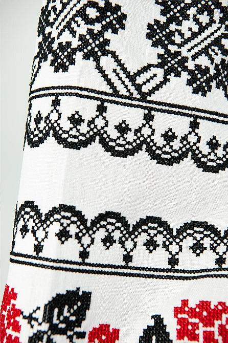 Вишиванка для дівчаток-підлітків лляна з довгим рукавом, білий топ Київ - фото 3