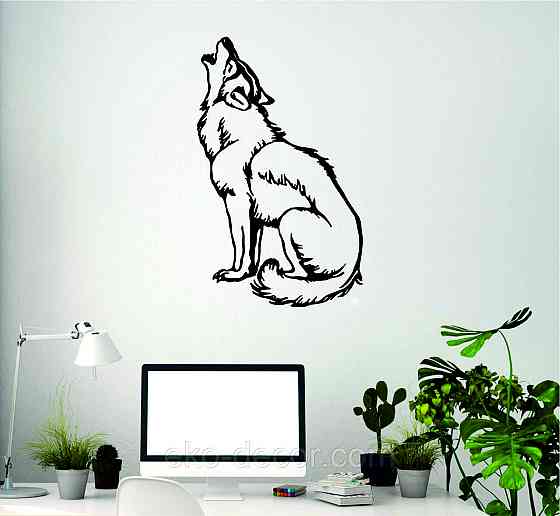 Декоративне настінне Панно «Вовк», Декор на стіну 110*67 см, Чорний Київ