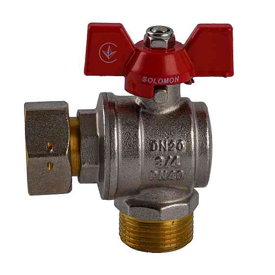 Кран кульовий кутовий з накидною гайкою SOLOMON 3/4″ ЗВ PN40 (V4003-S) (000031952) Київ