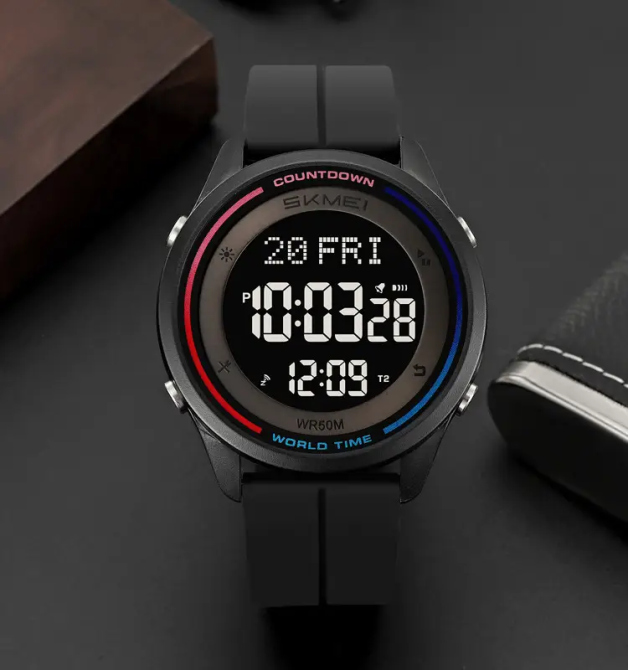 Годинник чоловічий наручний спортивний Skmei 2412 силіконовий з магнітною застібкою (Чорний) Київ - фото 4