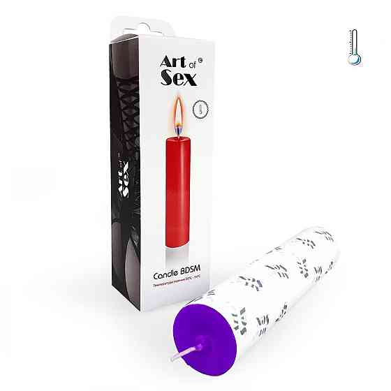 Фиолетовая свеча восковая Art of Sex size M 15 см низкотемпературная Sex Aura Київ