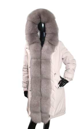 Парка женская с мехом песца Бежевый р50 95см Харьков