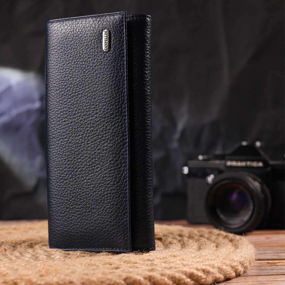 Женский кошелек из натуральной зернистой кожи Синий (CANPELLINI) Киев - изображение 2