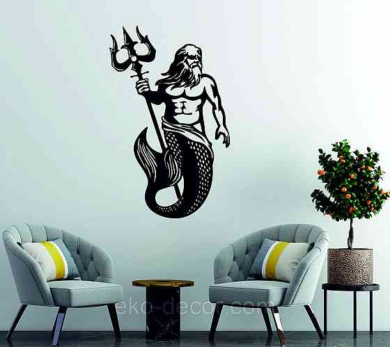 Декоративне настінне Панно «Пасейдон», Декор на стіну 110*69 см, Чорний Київ