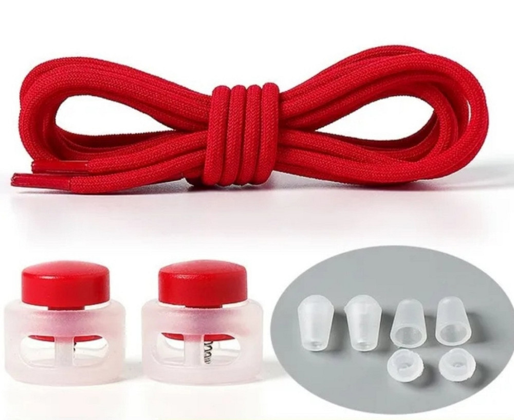 Шнурки еластичні без зав'язок з пластиковими зажимами Червоний Сміла - фото 1