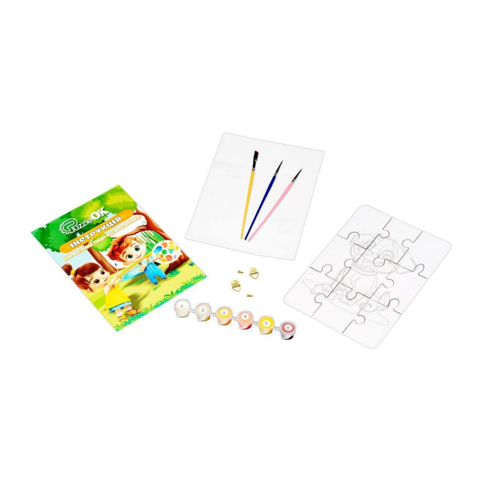 Деревʼяний пазл-розмальовка А5 "Собачка" Puz-22940 пензлик, фарби, клейка плівка Вінниця - фото 3