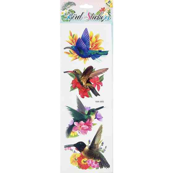 Набір голографічних наклейок "Колібрі" FAX-005, 14х43 см, 8D, 4 картинки Вінниця