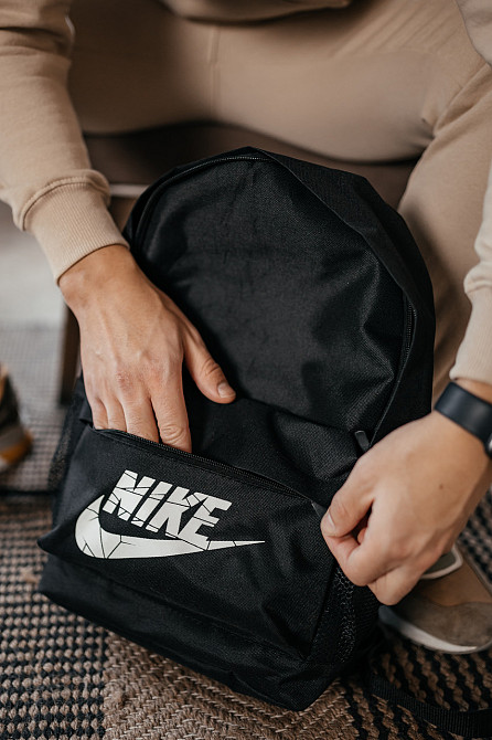 Рюкзак спортивный мужской городской черный Найк Белый значок, молодежный вместительный рюкзакMasterSem Киев - изображение 3