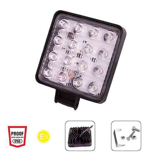 Світлодіодна фара робочого світла WLP-48S1F5 SPOT 16Led 3W, 48W, 6000K, 10-30V, 108x108x50мм Харків