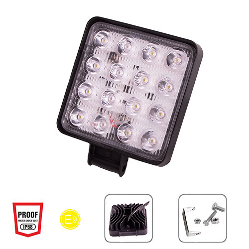 Рабочая светодиодная фара WLP-48S1F5 SPOT 16Led 3W, 48W, 6000K, 10-30V, 108x108x50мм Харьков - изображение 5