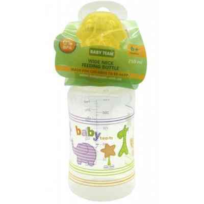 Пляшечка для годування Baby Team з широким горлом 6+, 250 мл (1002_желтый) Вінниця