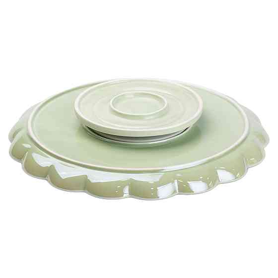 Чайний набір на 6 персон із заварювальним чайником та порцелянаовою підставкою Зелений HP-15-8 Київ