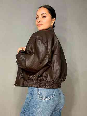 Куртка женская Lady Yep 10048 бомбер из экокожи оверсайз коричневая, коричневый, M Киев