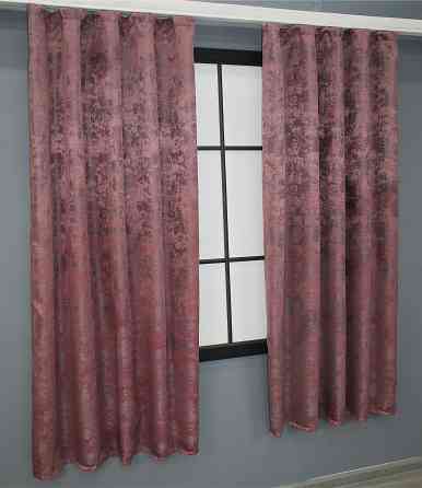Комплект коротких штор VR-Textil Жаккард Sultan YL № 1209ш Малиново-серый 130х170 см 2 шт (35-0088) Киев