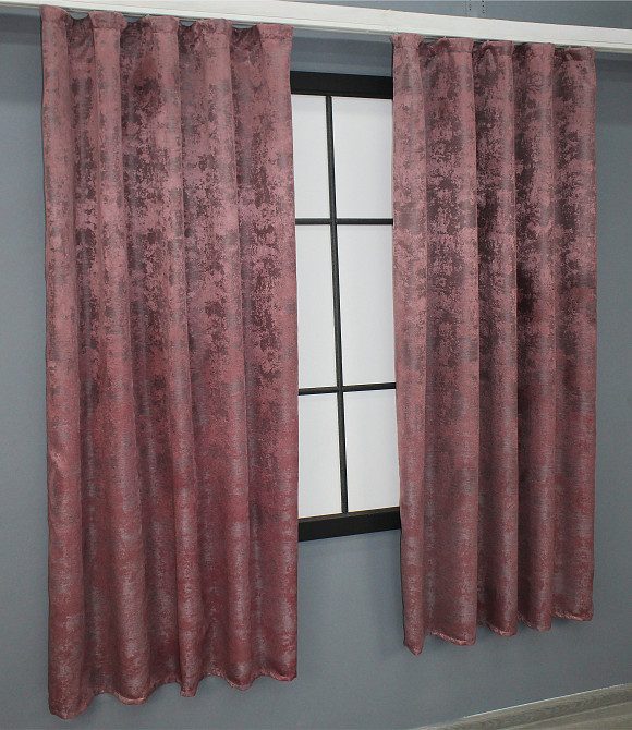 Комплект коротких штор VR-Textil Жаккард Sultan YL № 1209ш Малиново-серый 130х170 см 2 шт (35-0088) Киев - изображение 3