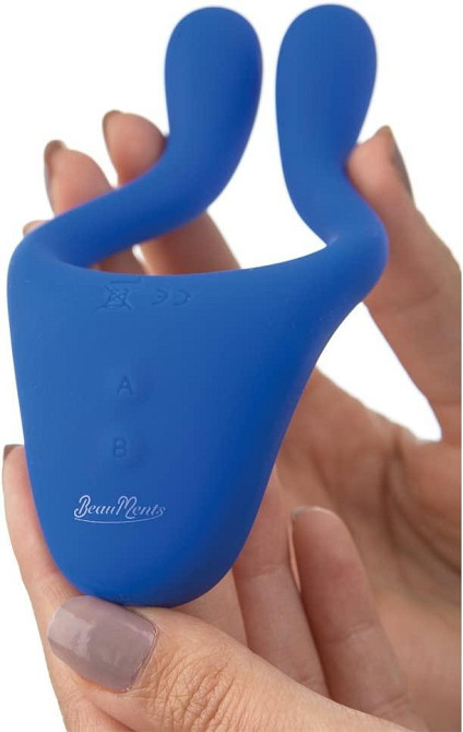 Силіконовий вібратор Beauments Doppio Pair синій Дніпро - фото 4