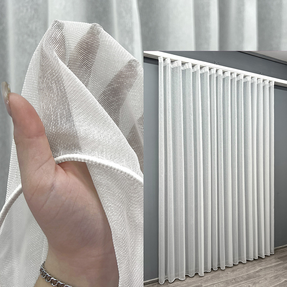 Тюль VR-Textil 1962т Преміум сітка льон дощик Linea Молочний 400х270 см (42-1000) Київ - фото 1