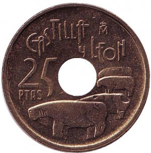 Кастилія і Леон. Монета 25 песет. 1995 рік, Іспанія. (Г) Полтава - фото 1