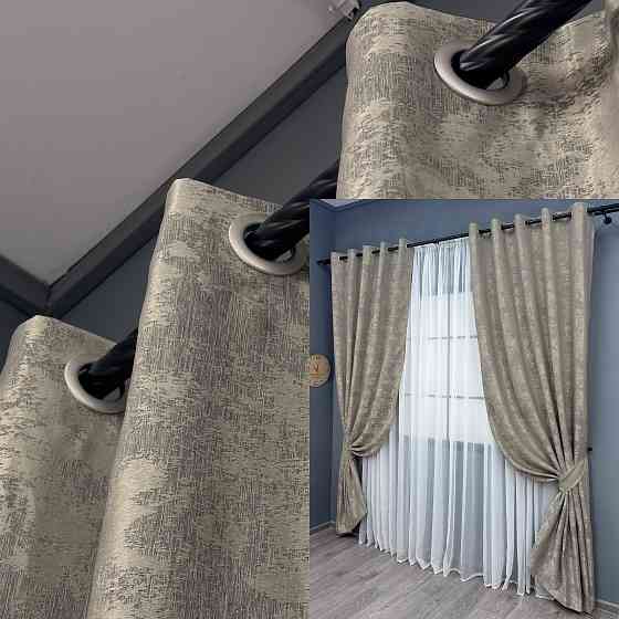 Комплект штор на люверсах VR-Textil Жакард Sultan XO № 1144ш кавово-сірий 150х250 см 2 шт (37-0158) Київ