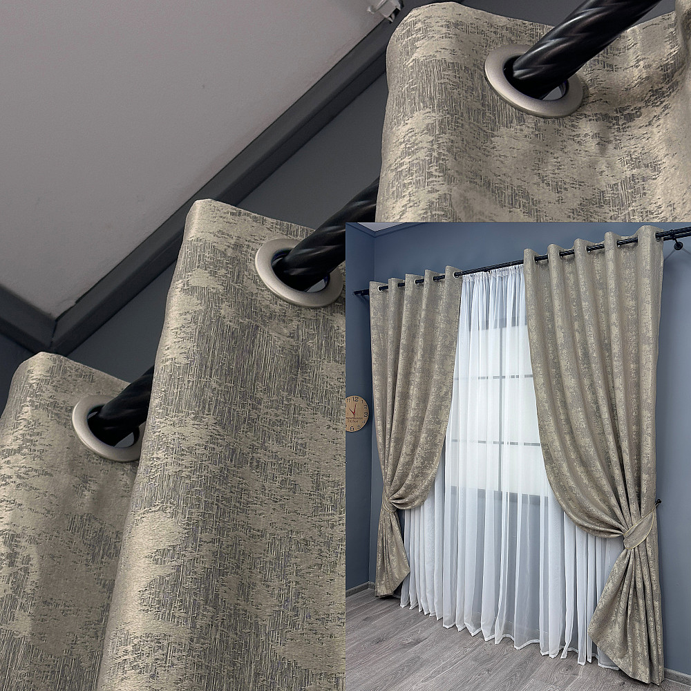 Комплект штор на люверсах VR-Textil Жакард Sultan XO № 1144ш кавово-сірий 150х250 см 2 шт (37-0158) Київ - фото 1