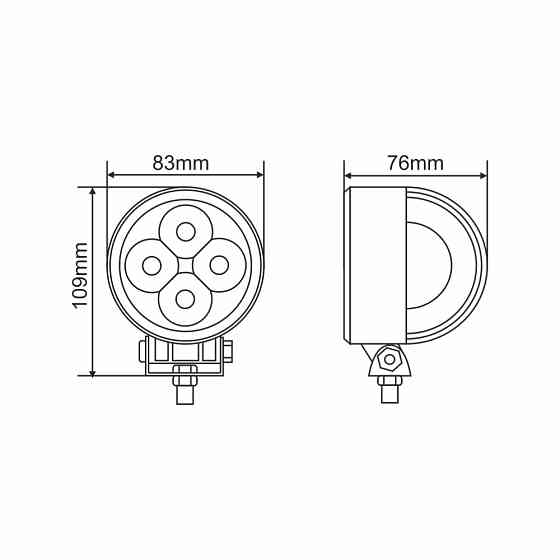 Фара світлодіодна Brevia Epistar Flood 10-30V, 12W (4x3W), 880Lm, 1шт Львів