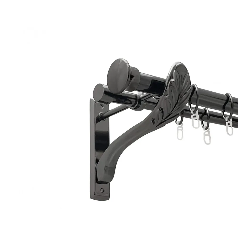 Карниз Orvit Дуо металевий дворядний ретро гладка труба кільце металеве Онікс 25\19 мм 160 см (00-00021483) Львів - фото 1