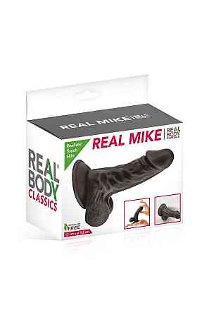 Фалоімітатор із присоскою Real Body — Real Mike Black, TPE, діаметр 3,8 см Sex Aura Київ