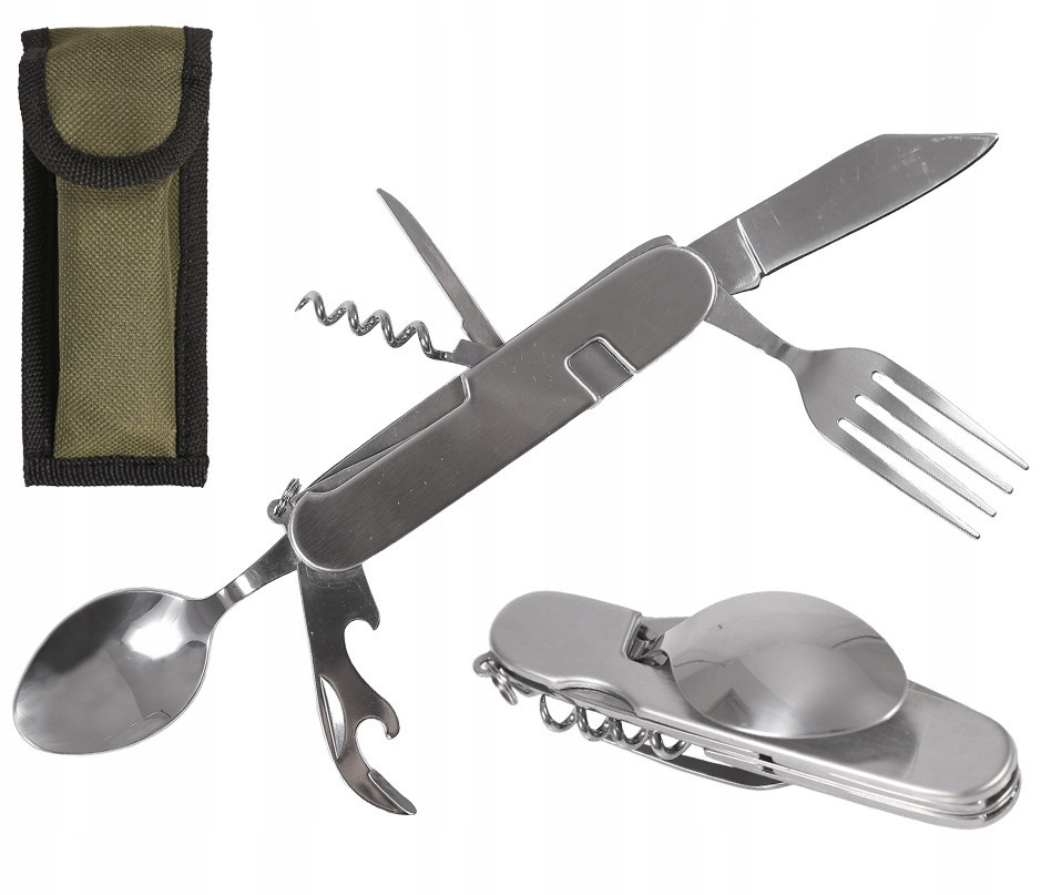 Туристичний Набір Столових приладів 6в1 + Чохол Mil-Tec від Sturm (14630000) Нержавіюча сталь Нововолинськ - фото 1