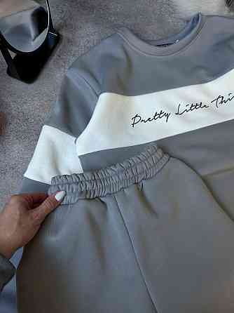 Жіночий стильний теплий костюм двойка тринитка на Флісі Сірий Одеса