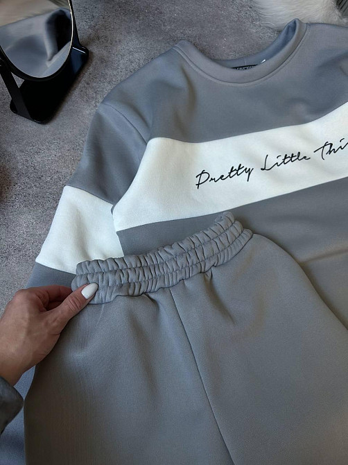 Жіночий стильний теплий костюм двойка тринитка на Флісі Сірий Одеса - фото 3