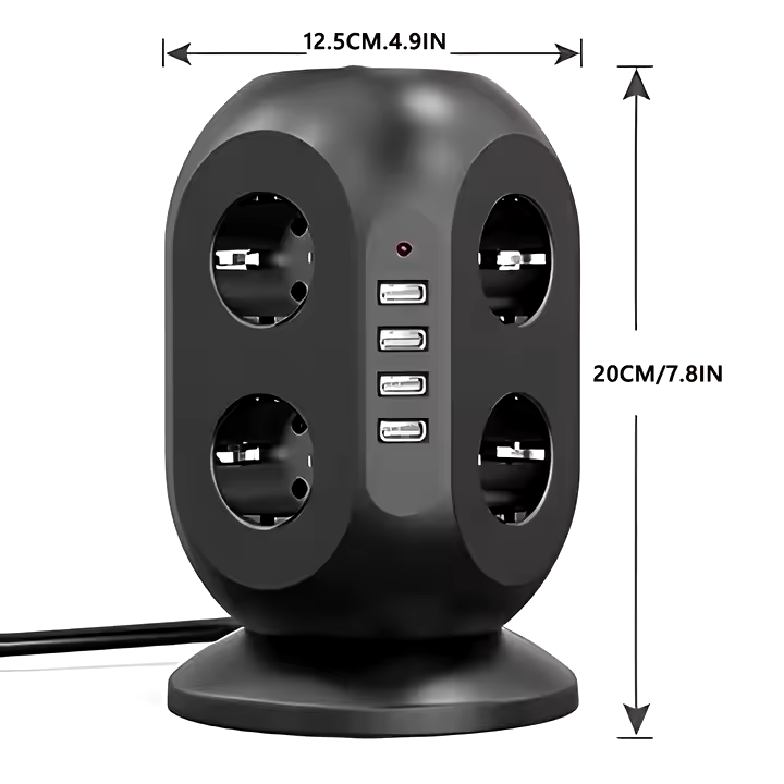 Удлинитель переноска сетевая на 8 розеток с USB длина 1.8м, в цвете черный Каменец-Подольский - изображение 4