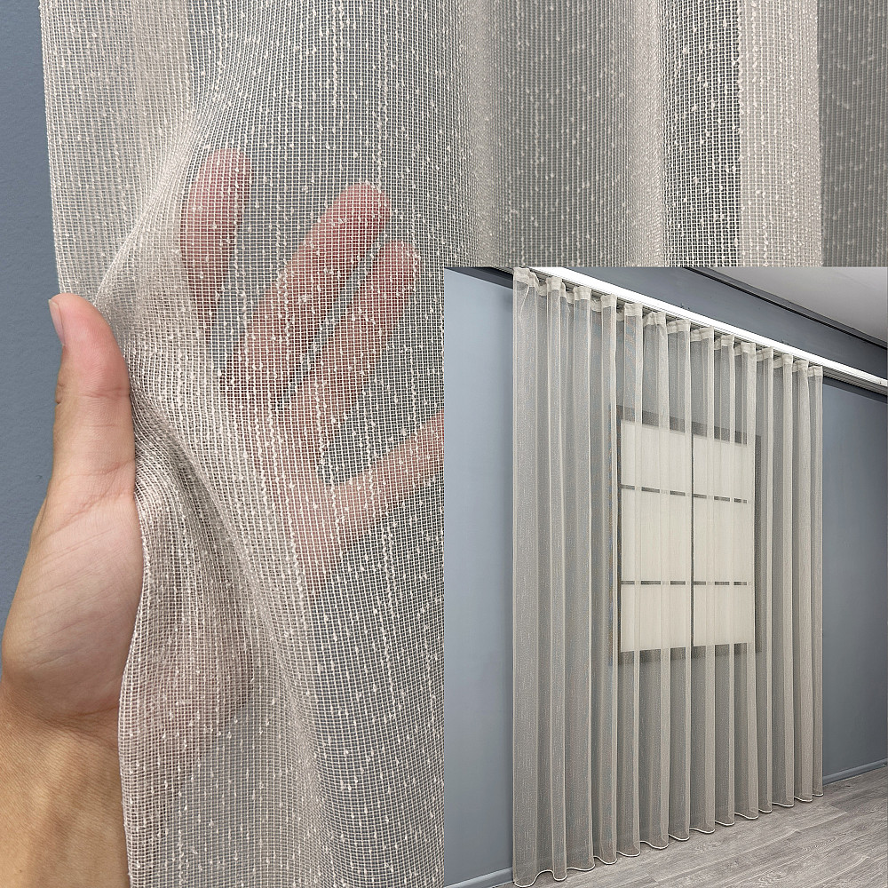 Тюль "Льон дощик" однотонний колір тауп 2134т Київ - фото 1