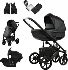 Дитяча коляска Mommo Deluxe 3w1 Wielofunkcyjny Czarna Ekoskóra Київ
