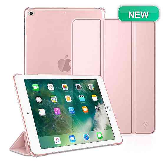 Чохол накладка FINTIE для iPad 9.7 2018/2017 Air 1/2 рожеве золото тонкий PU матова прозора спинка автосон підставка Київ