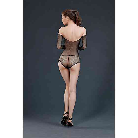 Сітчасте боді зі стразами Moonlight Model 09 XS-L Black, відкриті плечі Sex Aura Київ