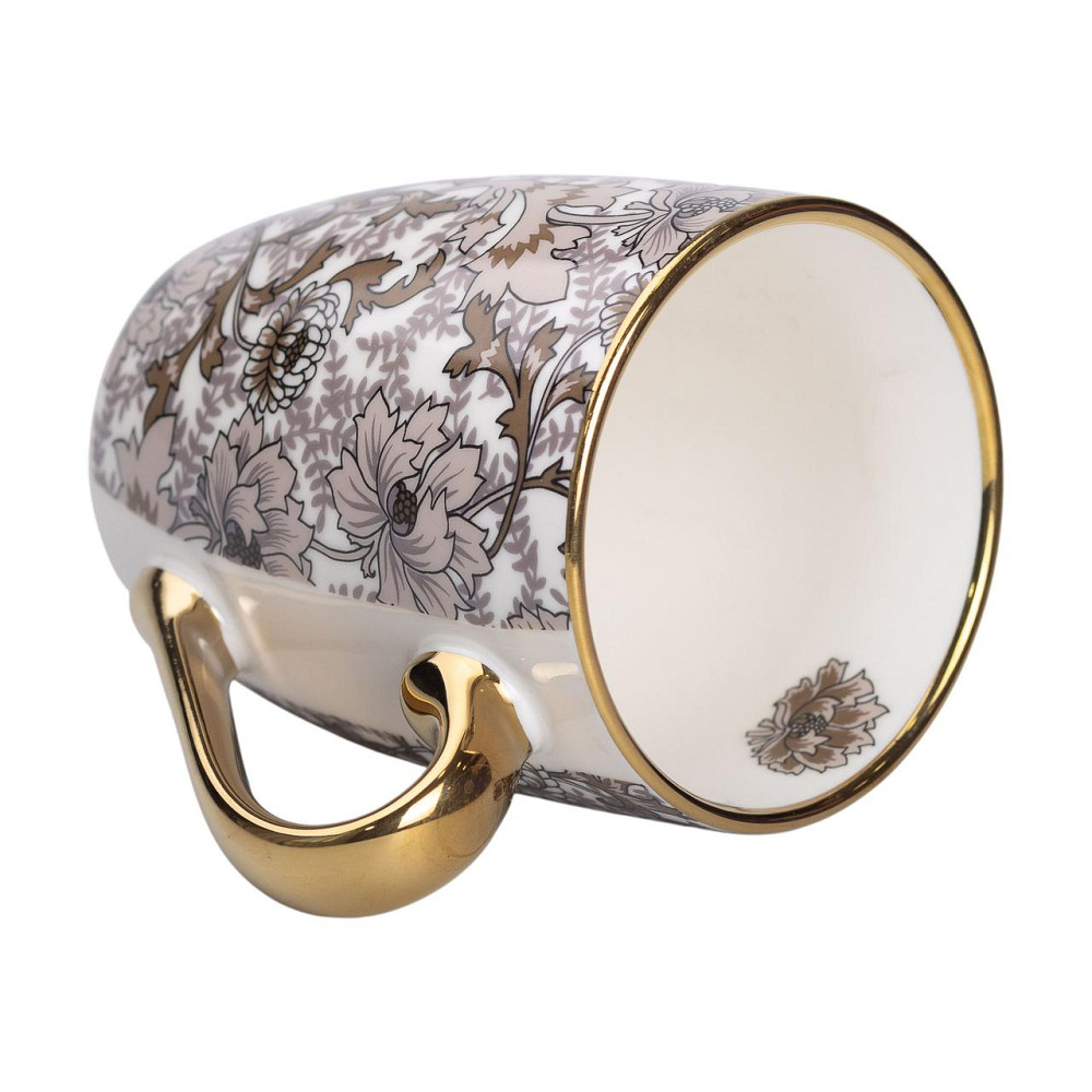порцелянова чашка 400 мл із золотим обідком і золотою ручкою Коричнева RX-N240665BR Коломия - фото 4