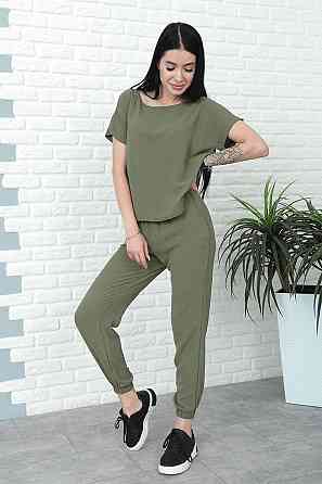 Літній костюм зі штанами на резинці "My day" оптом | Норма і батал Хакі, 42-44 Київ