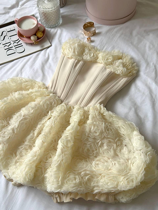 Женское стильное элегантное романтическое корсетное платье костюмное+фатин розы Кремовый, 44/46 Одесса - изображение 1