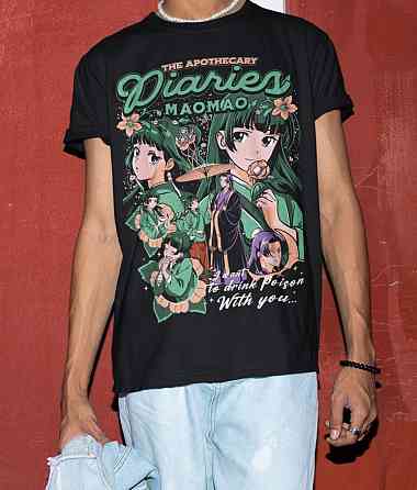 Футболка для хлопчика з аніме принтом Маомао Апотхекарй Діаріес Ессентіал оверсайз (зріст від 165 до 180) Чорний AnimeJ0906m Дніпро