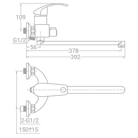 TAU Смеситель s40 Ø40 для ванны гусак прямой 350мм дивертор встроенный картриджный TAU SL-2C243 Киев