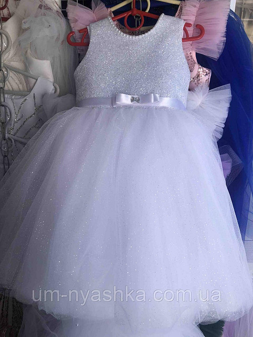 Святкова пишна біла сукня для дівчинки з глітером Кривий Ріг - фото 1