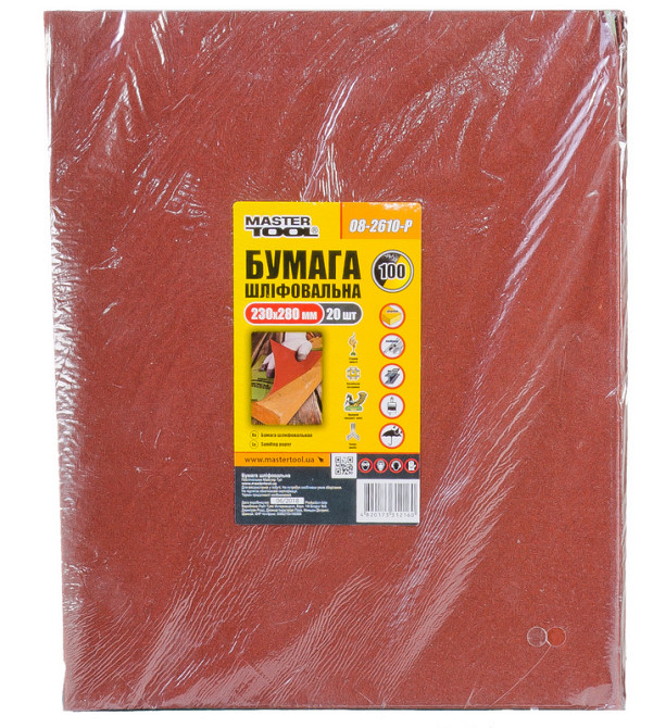 MASTERTOOL Папір шліфувальний водостійкий MASTERTOOL Р100 230×280 мм 20 шт 08-2610-Р Коломыя - изображение 2