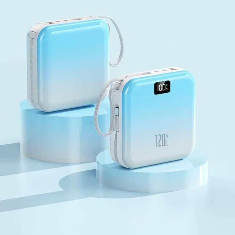 Мини-повербанк 10000 mAh с быстрой зарядкой 22.5W, с Power Delivery 20W и встроенными кабелями Lightning и Type-C,blue Каменец-Подольский - изображение 8