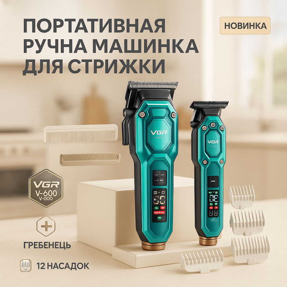 Набор триммер и машинка для стрижки VGR, Мужской набор для стрижки волос аккумуляторный NI-54 Львов - изображение 4