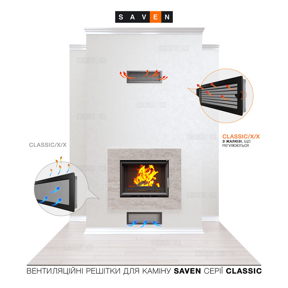 Вентиляційна решітка для каміна SAVEN 11х24 графітова Львів - фото 6
