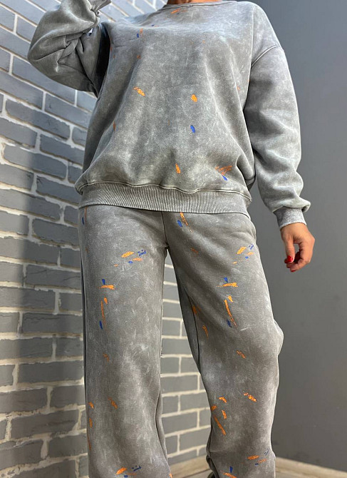 Костюм женский Joy One 24182 оверсайз свитшот с джоггерами вареный утепленный, серый, one size Киев - изображение 17